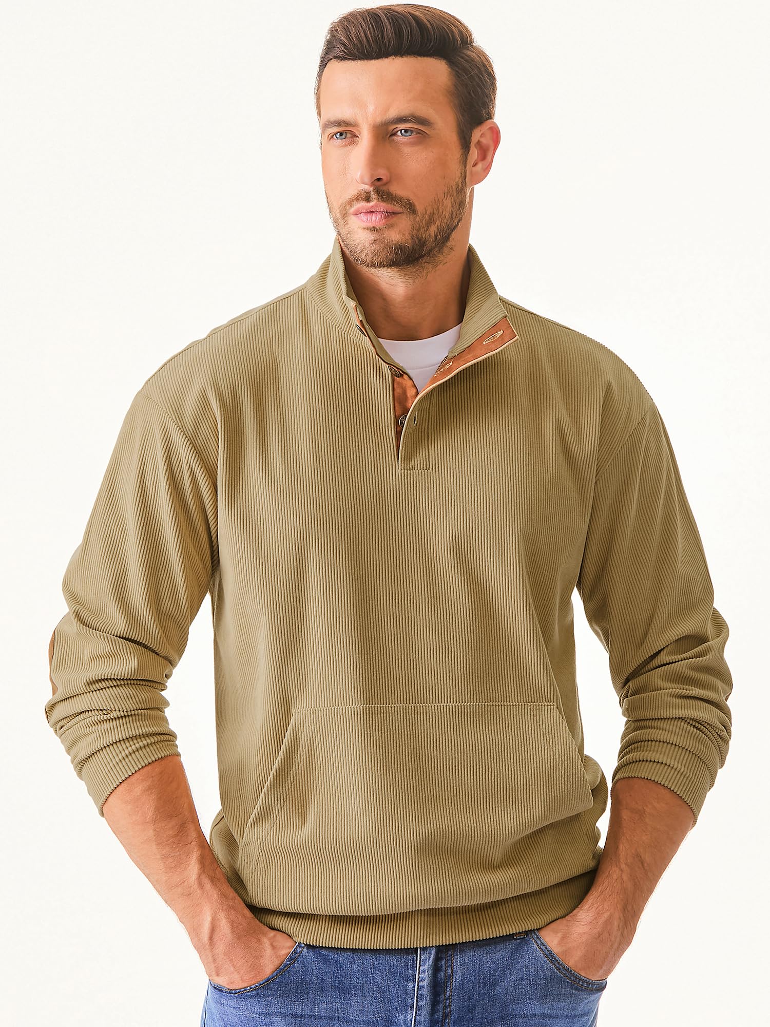 2025 Clearance Sale - Men's Outdoor Casual Stand Collar Pocket Cashmere Button Long Sleeve Sweater