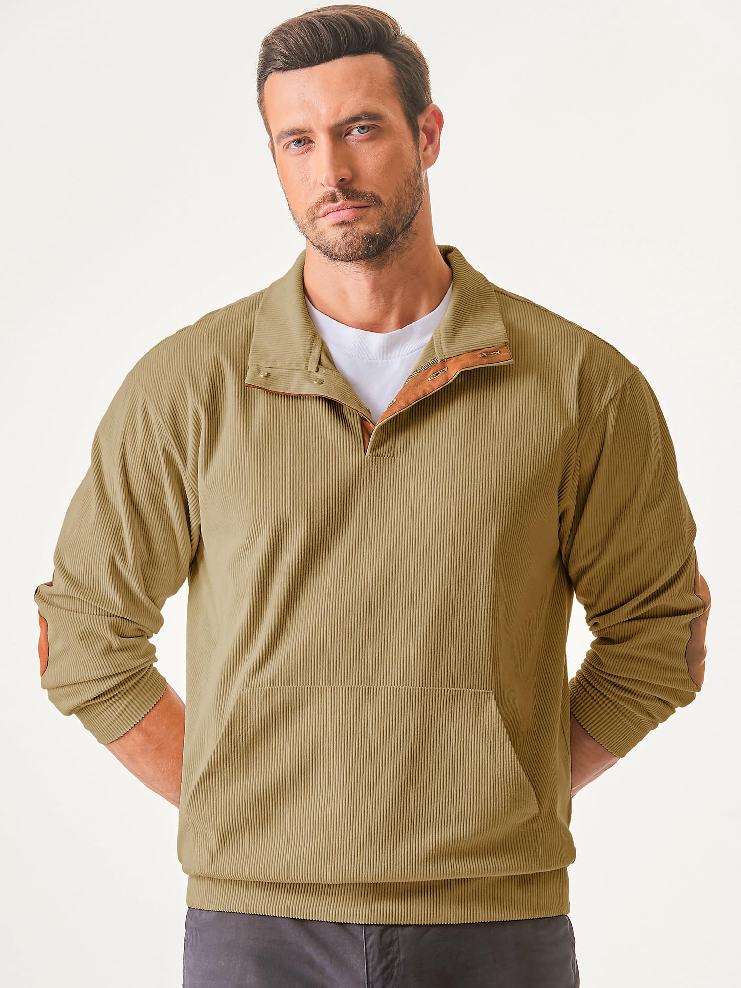 2025 Clearance Sale - Men's Outdoor Casual Stand Collar Pocket Cashmere Button Long Sleeve Sweater