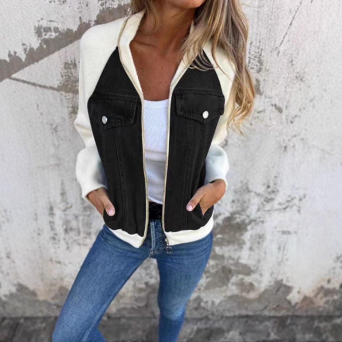 【S-3XL】2025 Autumn and Winter New Fashion Splicing Denim Jacket