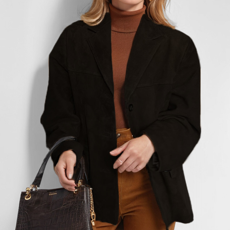 [S-3XL]2025 Autumn and Winter New Solid Color Retro Long Sleeve Suit Jacket