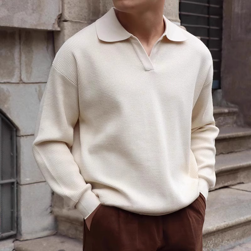 2026 Casual V-neck sweater with lapel neck