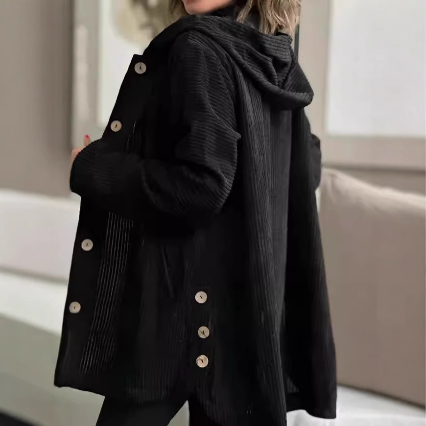 [S-3XL]2025 Autumn and Winter New Corduroy Hooded Loose Casual Jacket