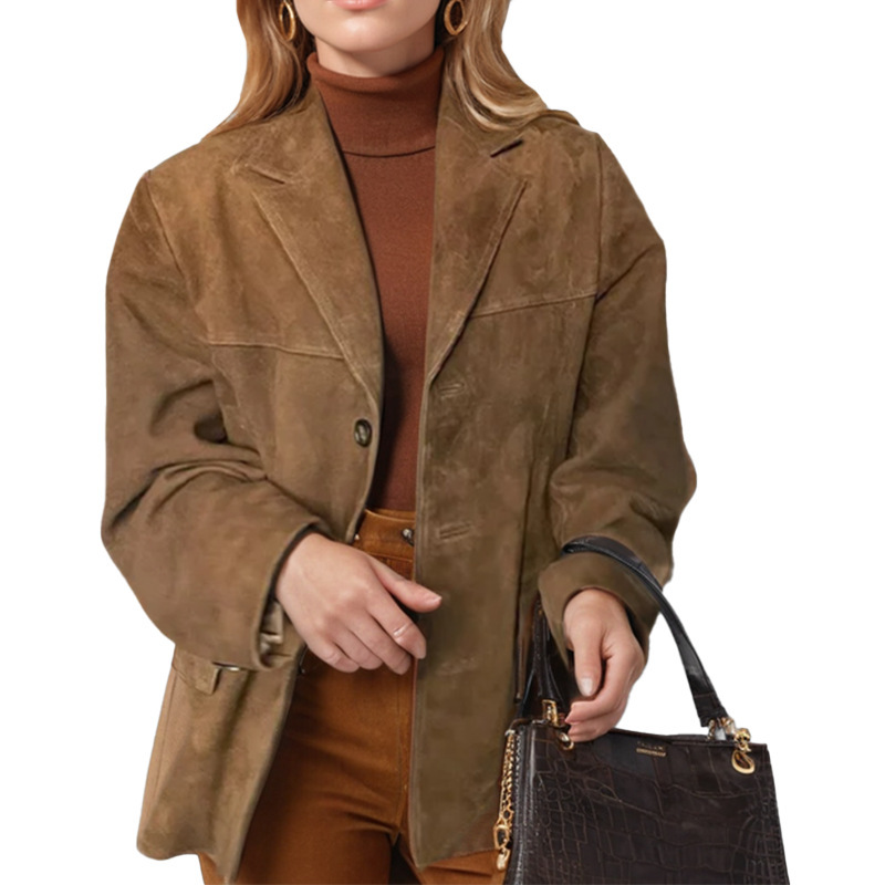[S-3XL]2025 Autumn and Winter New Solid Color Retro Long Sleeve Suit Jacket