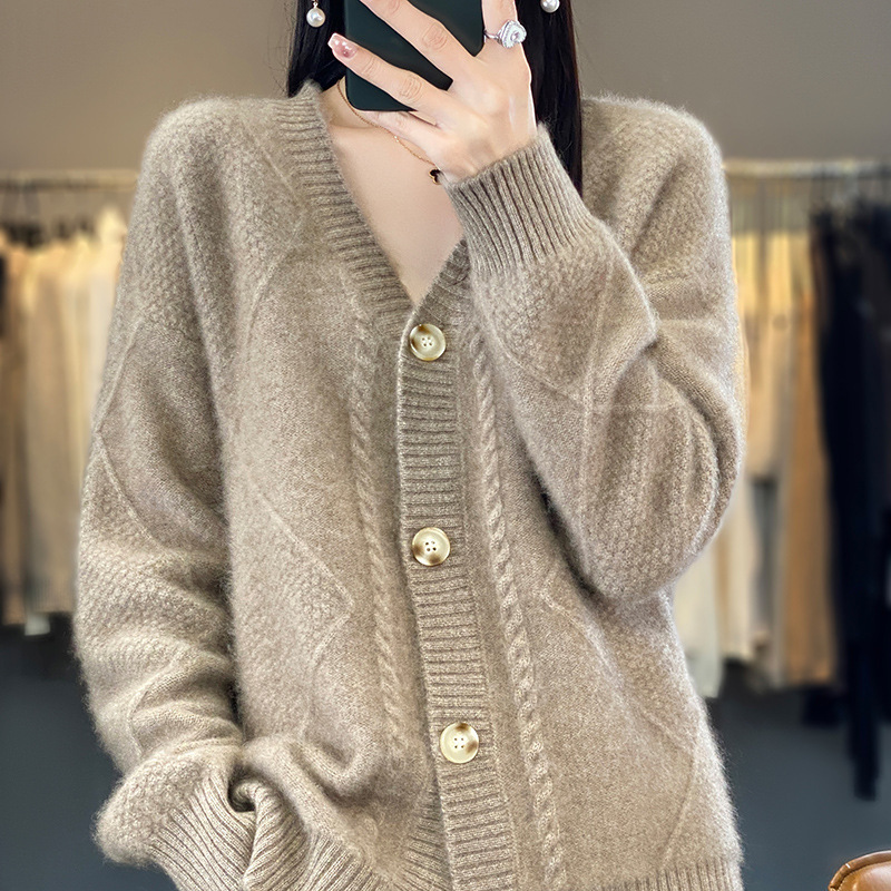 【S-5XL】2025 Autumn/Winter New Solid Color V-Neck Button-Up Knitted Sweater Cardigan