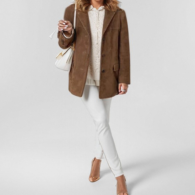 [S-3XL]2025 Autumn and Winter New Solid Color Retro Long Sleeve Suit Jacket
