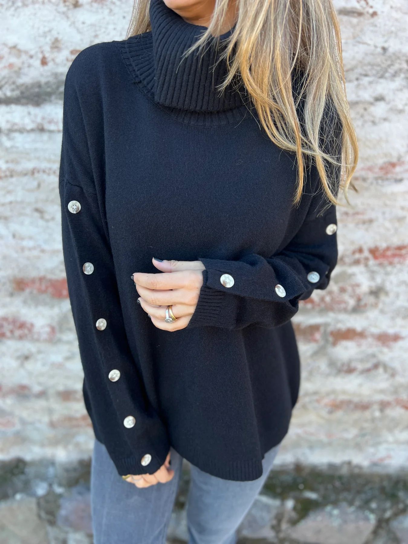 🔥2025 New Women's Casual High Neck Button Sweater Knitted