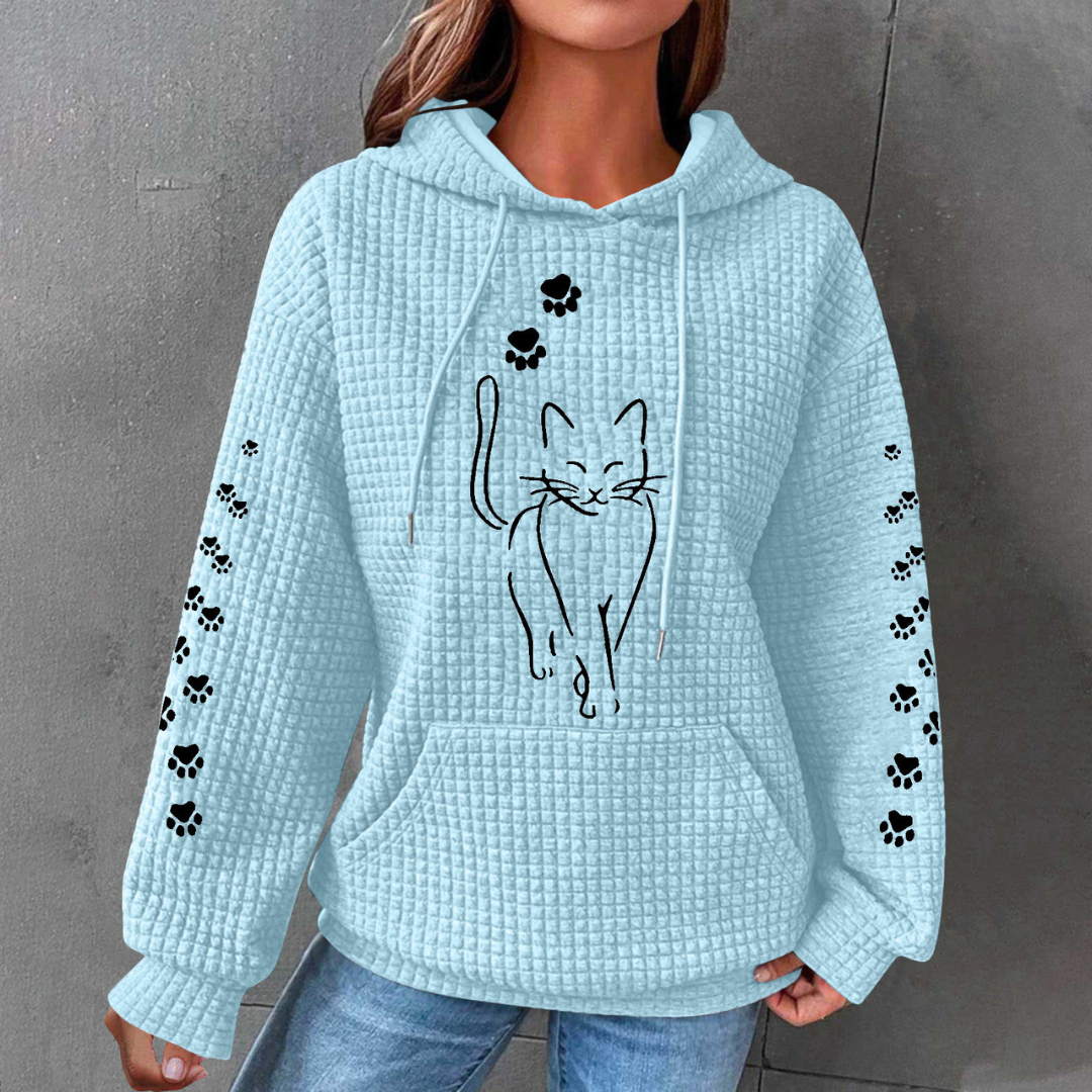 【S-5XL】2025 Autumn/Winter New Simple Cartoon Cat Hooded Sweatshirt