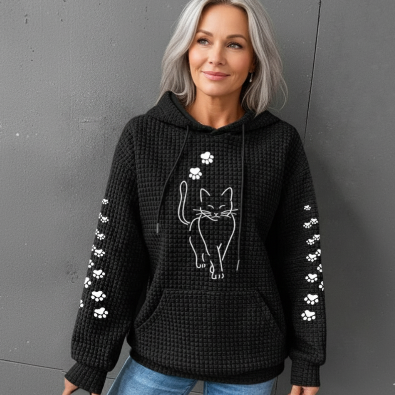 【S-5XL】2025 Autumn/Winter New Simple Cartoon Cat Hooded Sweatshirt