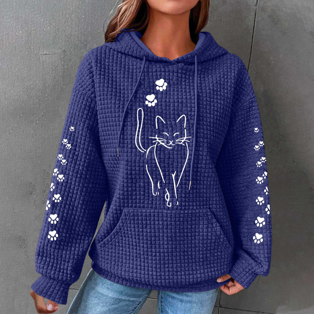 【S-5XL】2025 Autumn/Winter New Simple Cartoon Cat Hooded Sweatshirt
