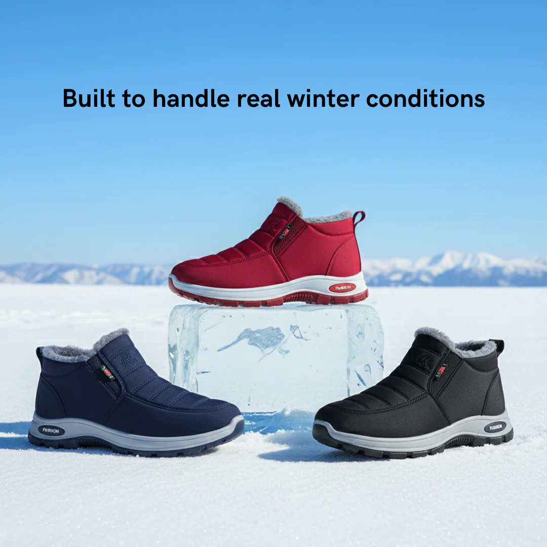 Women’s Slip-On Fleece-Lined Winter Boots – Warm, Waterproof & Anti-Slip