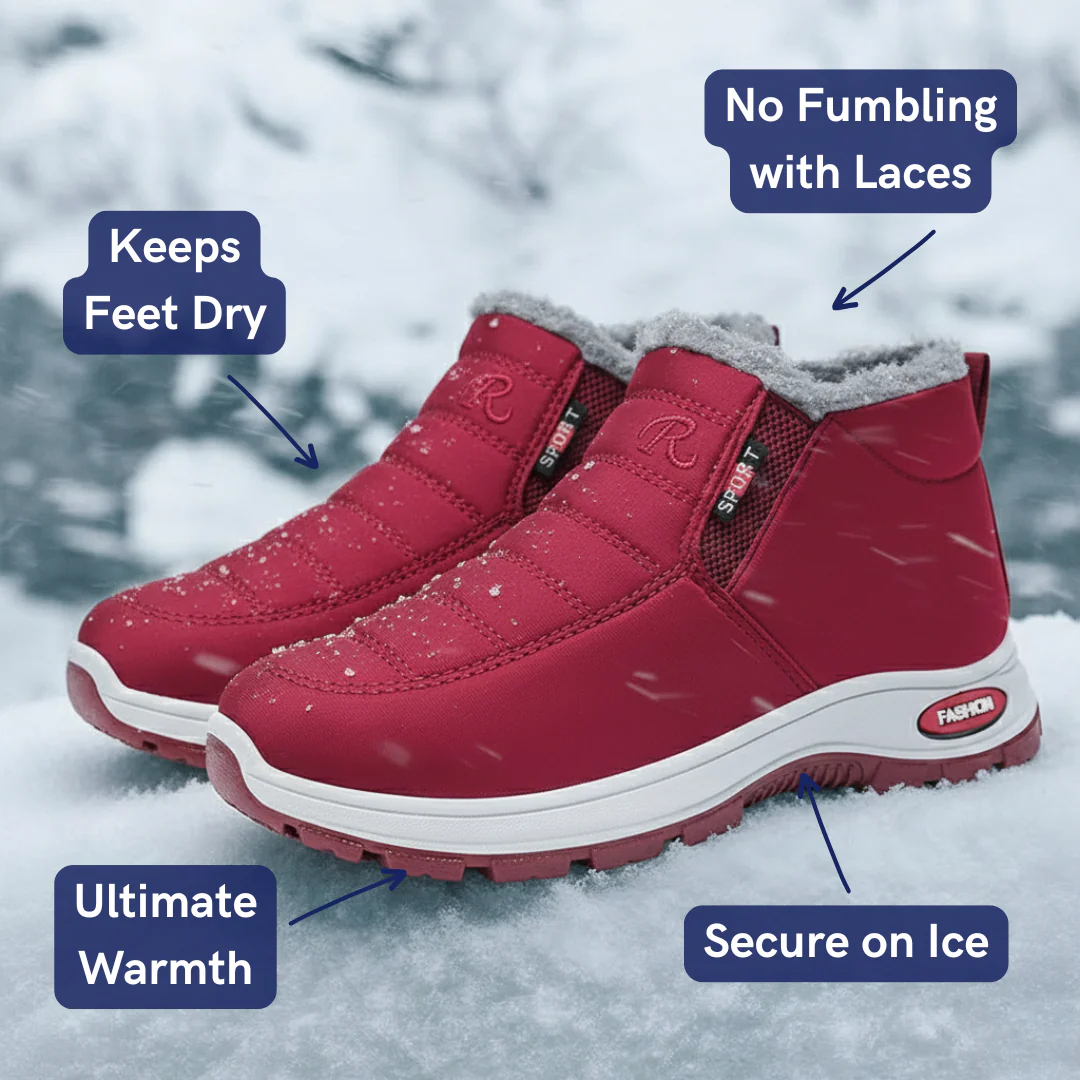 Women’s Slip-On Fleece-Lined Winter Boots – Warm, Waterproof & Anti-Slip