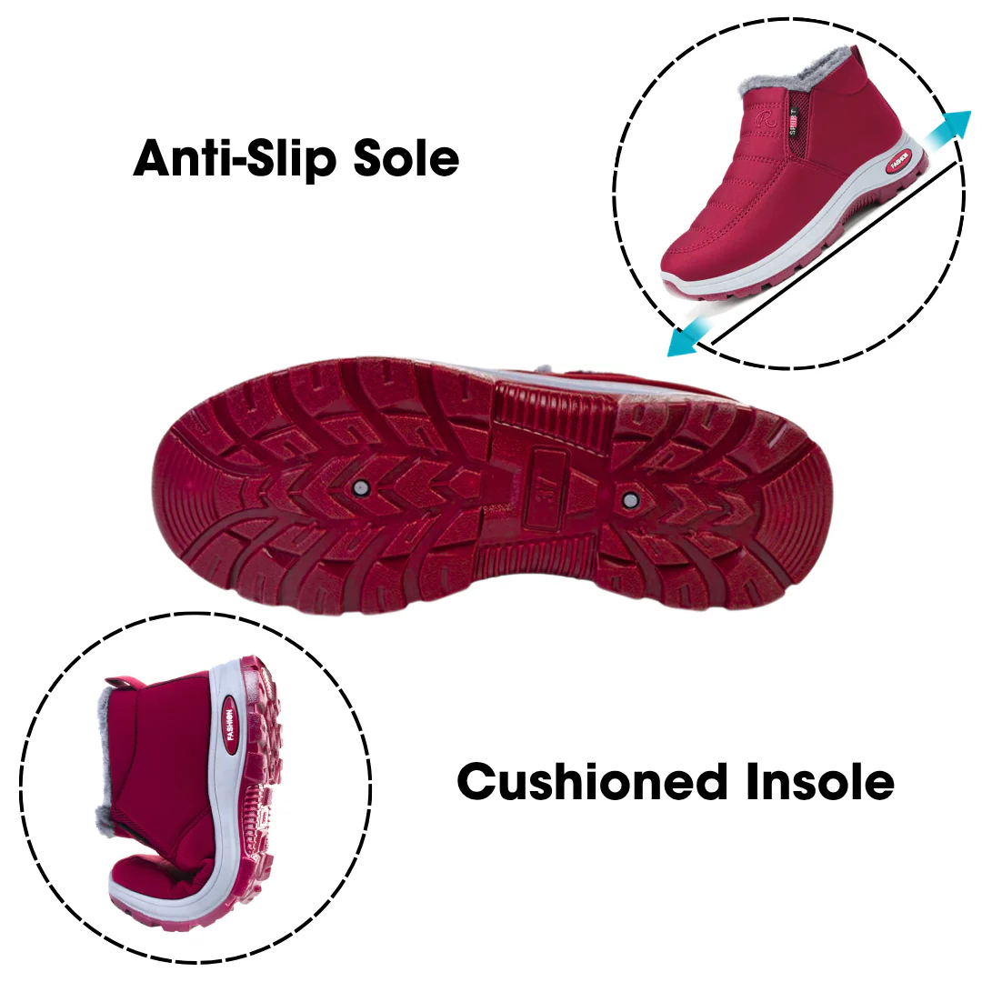 Women’s Slip-On Fleece-Lined Winter Boots – Warm, Waterproof & Anti-Slip