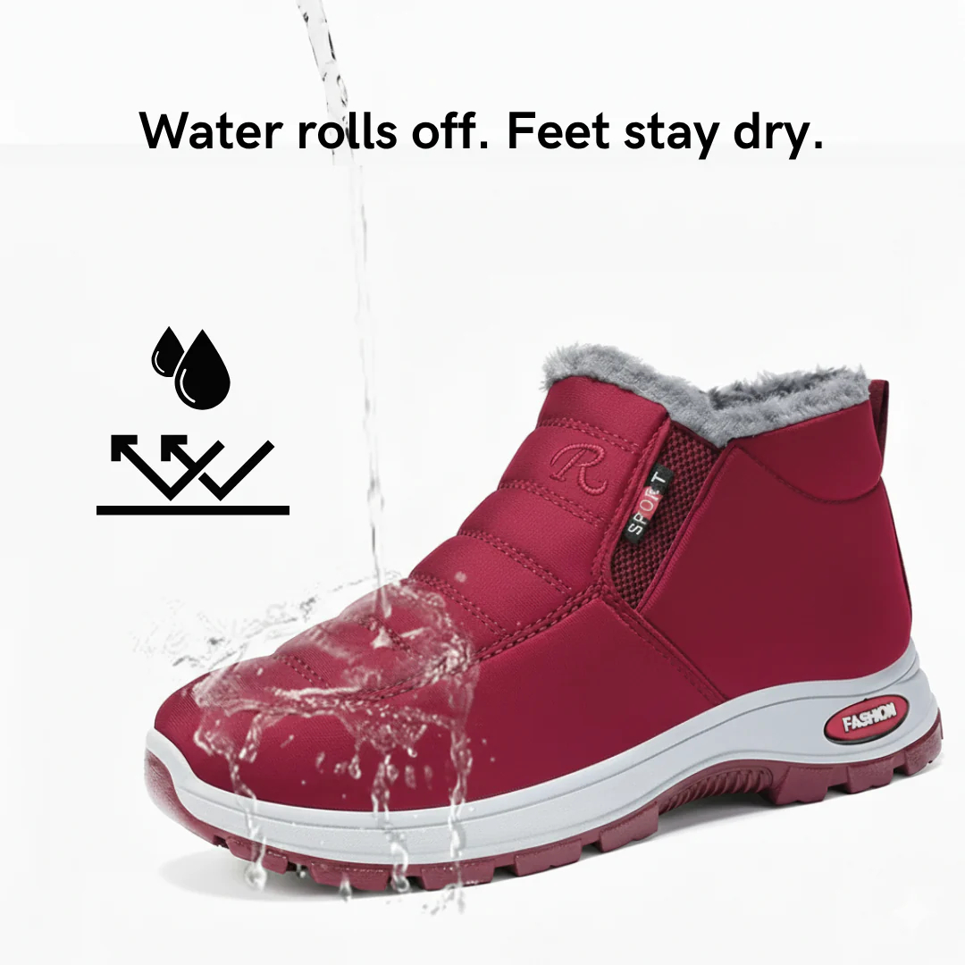 Women’s Slip-On Fleece-Lined Winter Boots – Warm, Waterproof & Anti-Slip