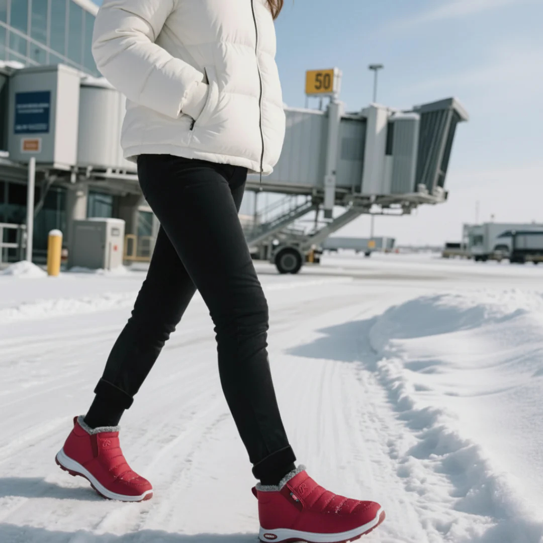 Women’s Slip-On Fleece-Lined Winter Boots – Warm, Waterproof & Anti-Slip