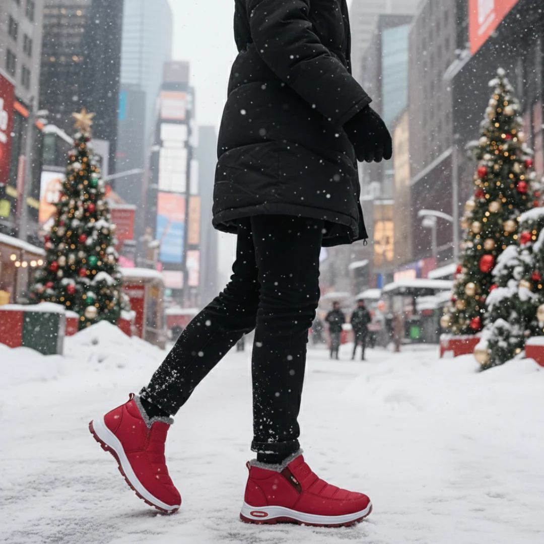 Women’s Slip-On Fleece-Lined Winter Boots – Warm, Waterproof & Anti-Slip