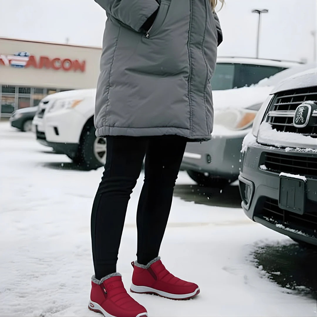 Women’s Slip-On Fleece-Lined Winter Boots – Warm, Waterproof & Anti-Slip