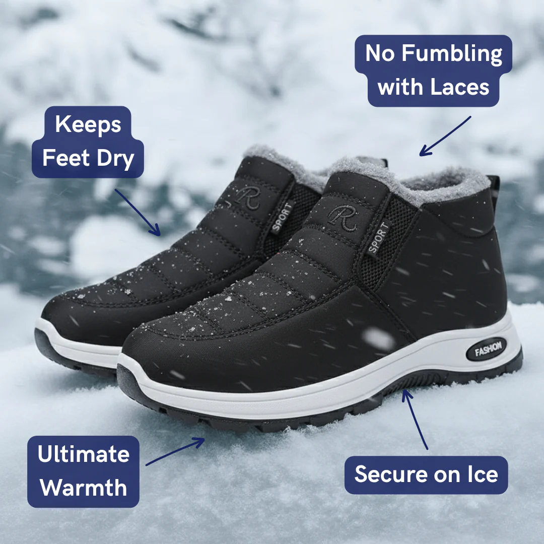 Women’s Slip-On Fleece-Lined Winter Boots – Warm, Waterproof & Anti-Slip
