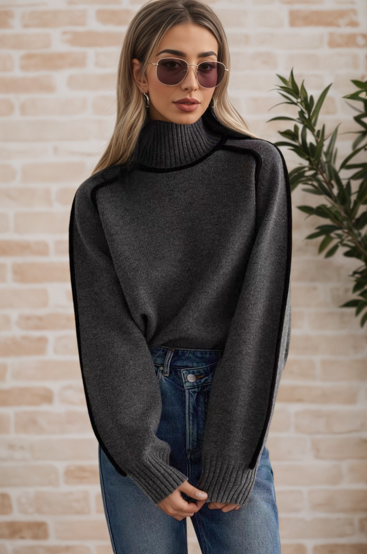 2026 model high-quality wool women's elegant turtleneck sweater