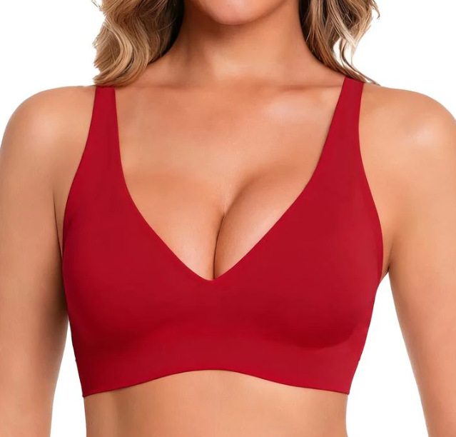 🎁 🔥Womens Comfortable Wireless Bras Push Up Bralettes Seamless Tshirts Bras Deep V Everyday Bras