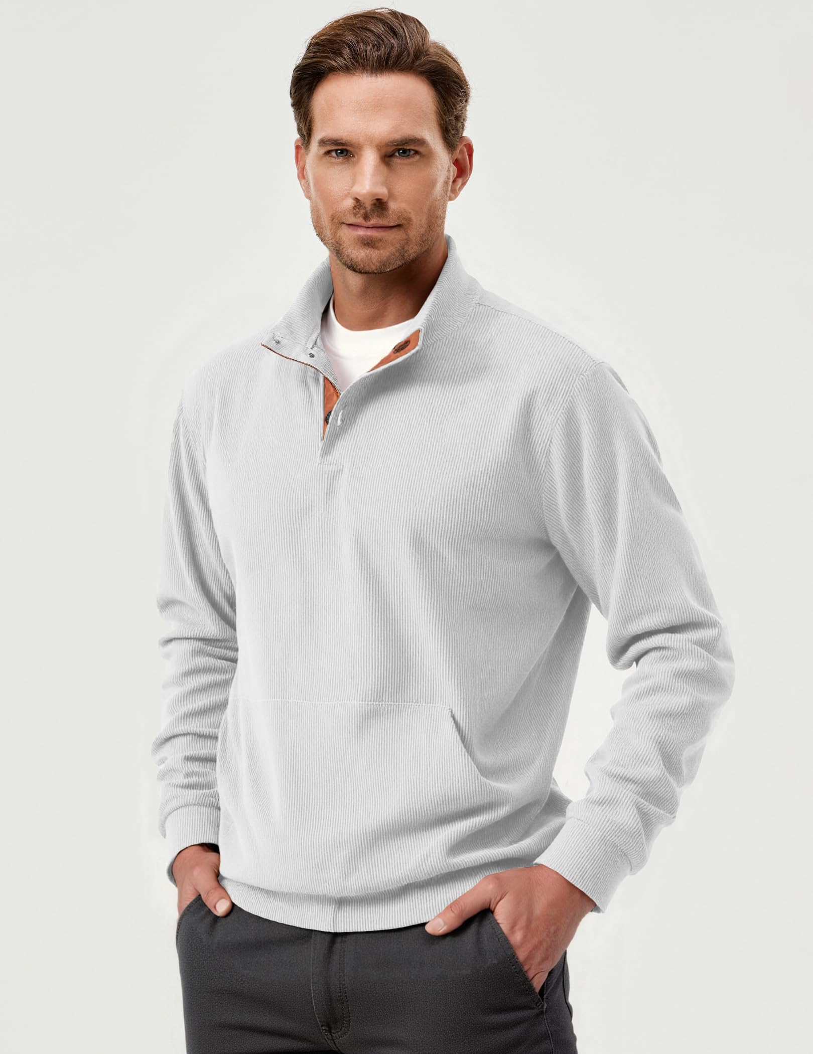 2025 Clearance Sale - Men's Outdoor Casual Stand Collar Pocket Cashmere Button Long Sleeve Sweater