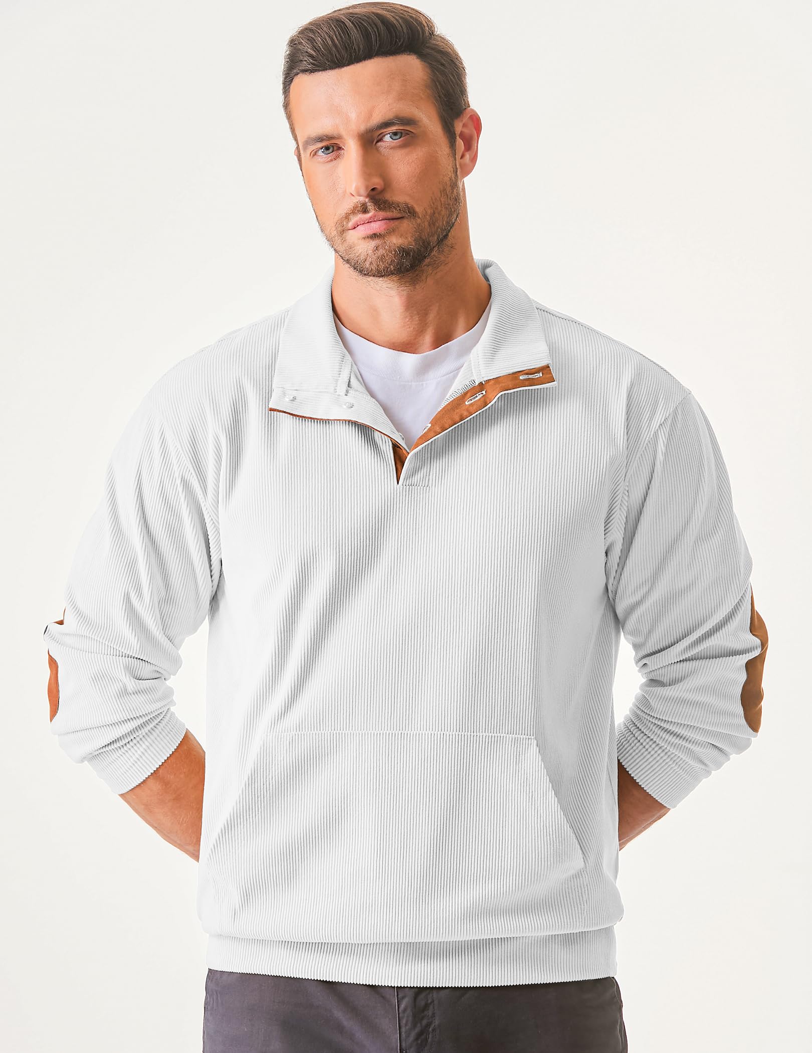 2025 Clearance Sale - Men's Outdoor Casual Stand Collar Pocket Cashmere Button Long Sleeve Sweater