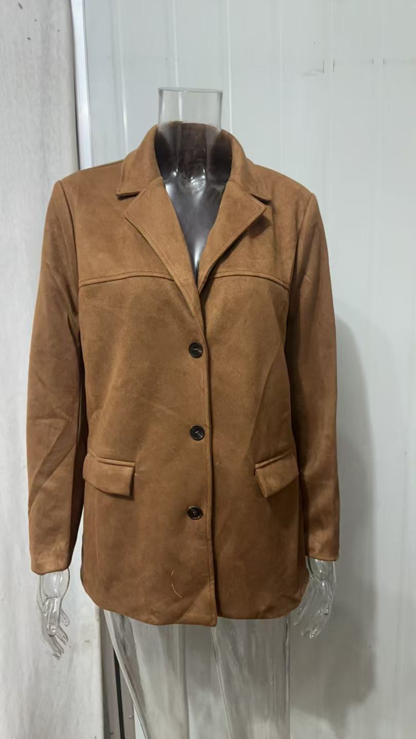 [S-3XL]2025 Autumn and Winter New Solid Color Retro Long Sleeve Suit Jacket