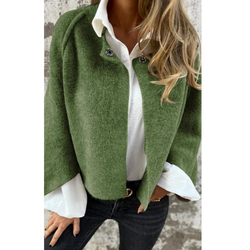 【S-5XL】2025 Autumn and Winter New Women's Round Neck Wool Long Sleeve Coat