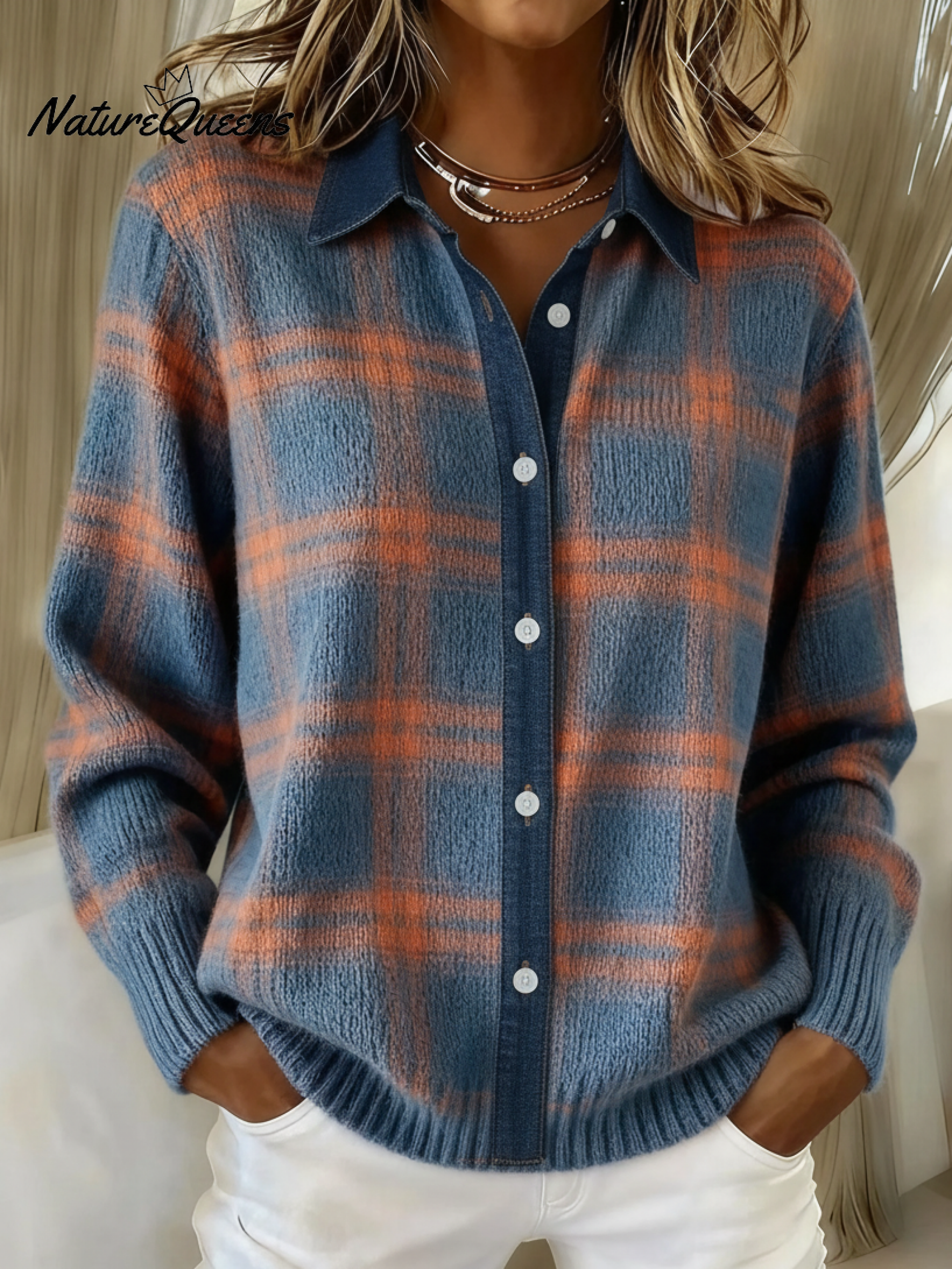 【S-XL】2025 Autumn/Winter New Contrast Color Button Plaid Shirt