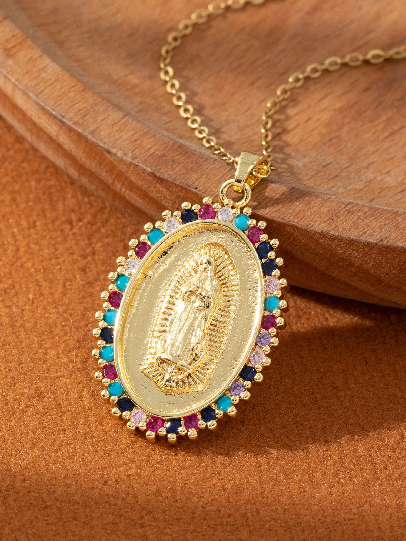 Artistic and retro Virgin Mary necklace