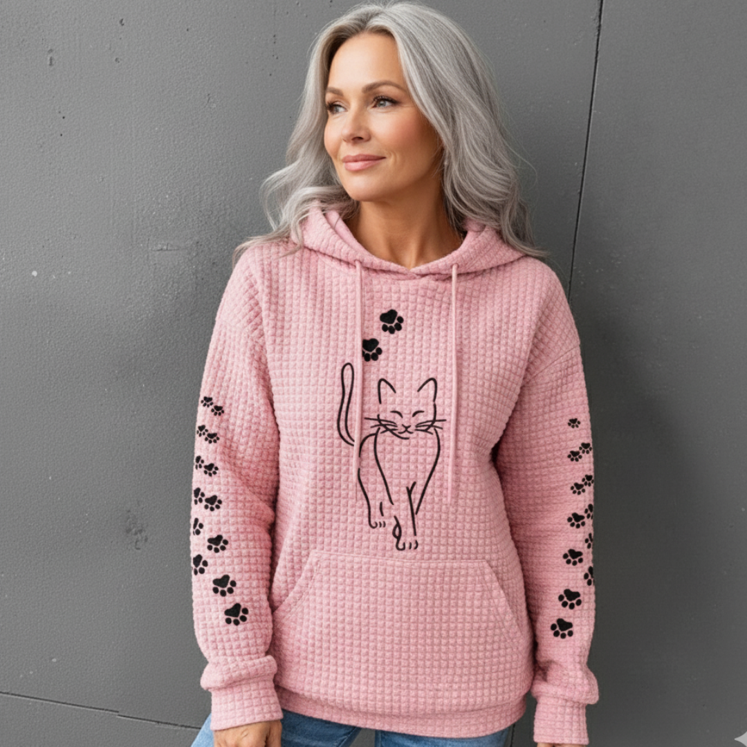 【S-5XL】2025 Autumn/Winter New Simple Cartoon Cat Hooded Sweatshirt