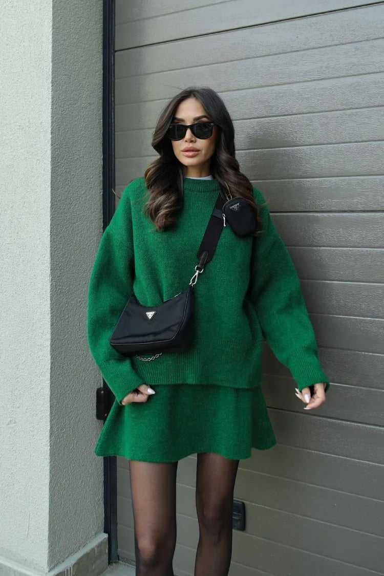 【XS-3XL】2025 Autumn/Winter New Solid Color Casual Versatile Knitted Skirt Set