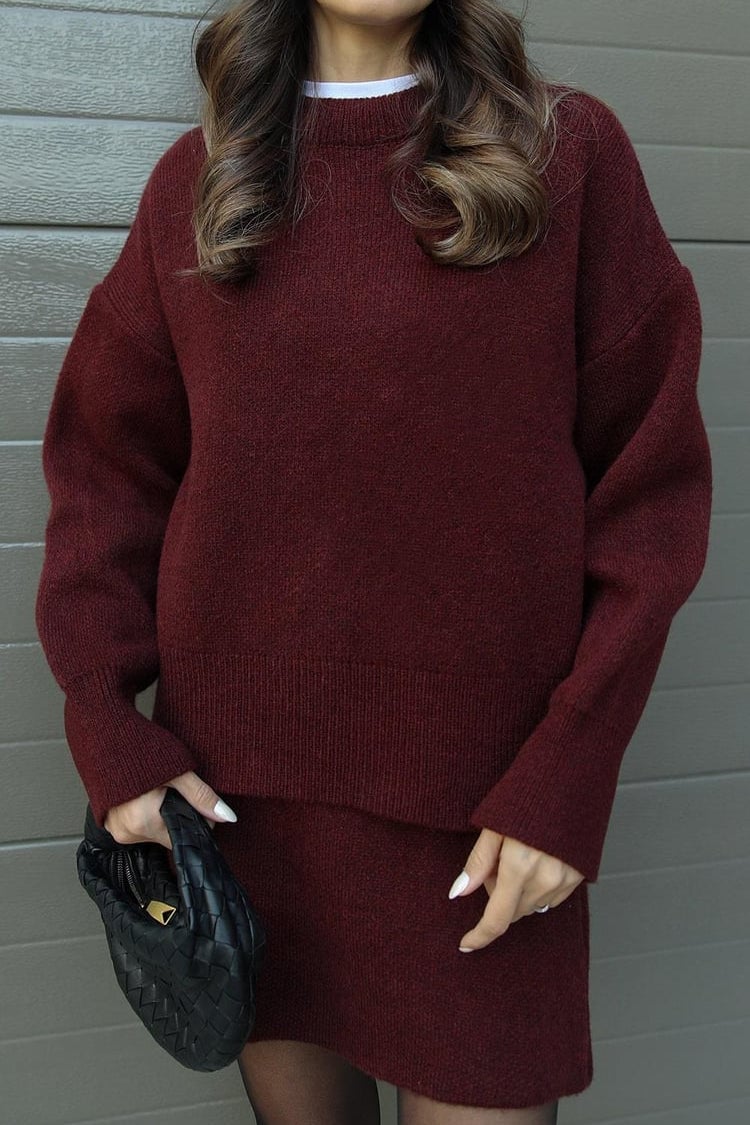 【XS-3XL】2025 Autumn/Winter New Solid Color Casual Versatile Knitted Skirt Set