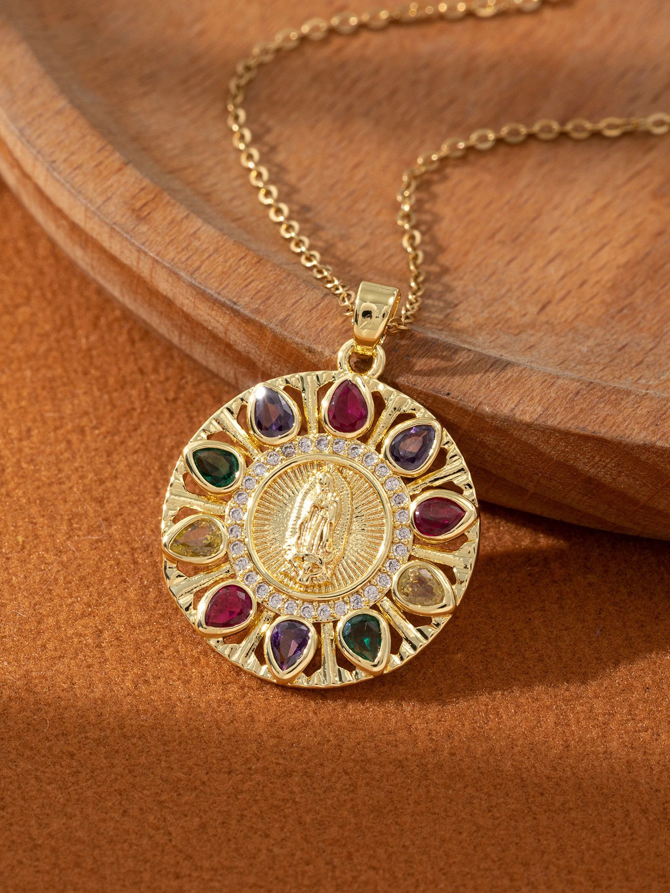 Artistic and retro Virgin Mary necklace