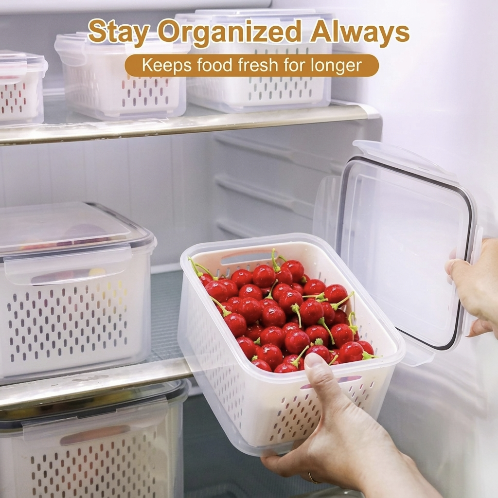 The Ultimate 3-6pc Fridge Organizer Set - Keep Food Fresh 3x Longer! 🥬✨