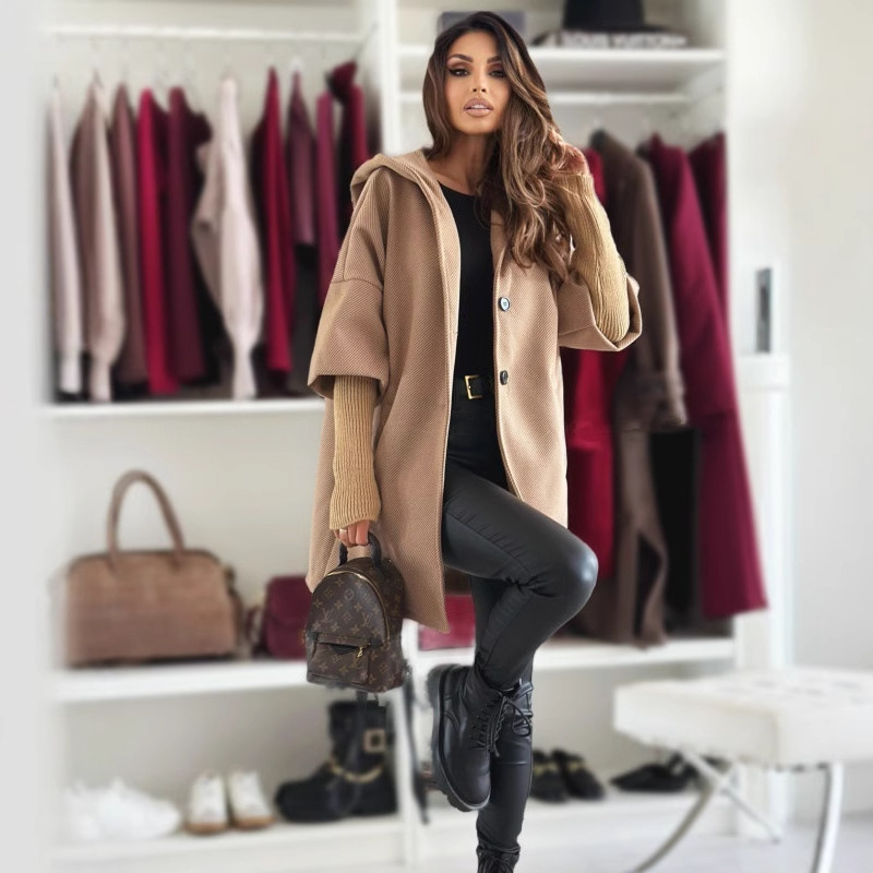 【S-2XL】2025 Autumn and Winter New Elegant Solid Color Mid-Length Coat