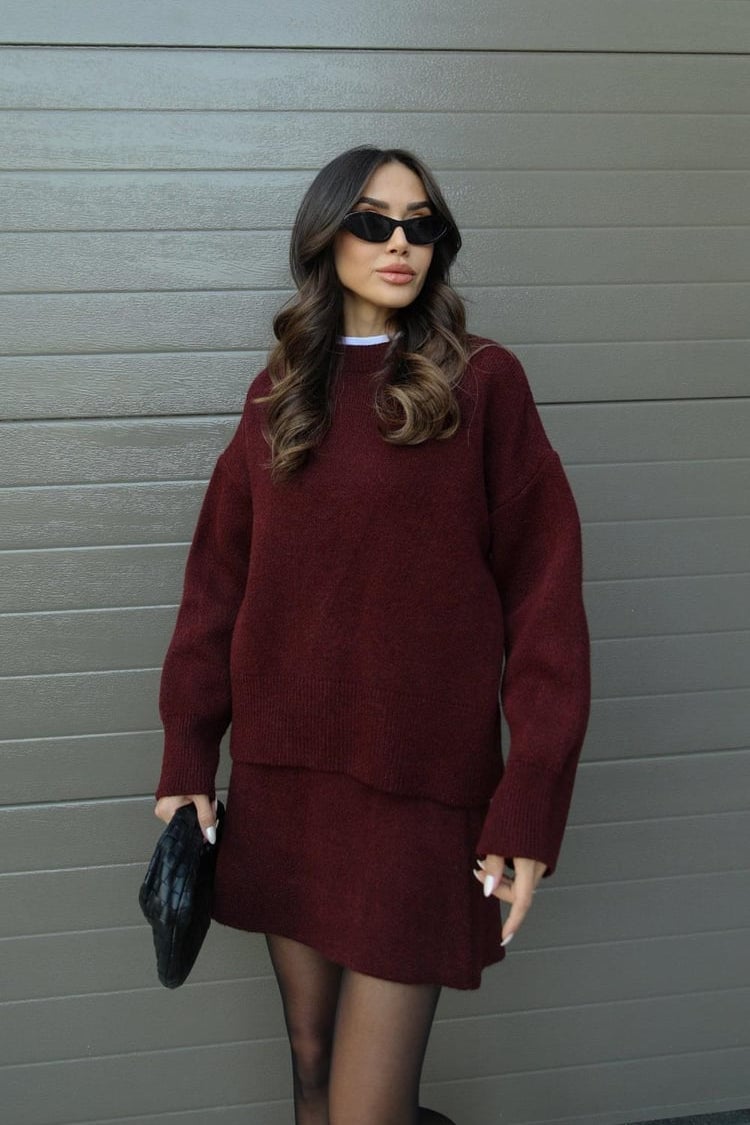 【XS-3XL】2025 Autumn/Winter New Solid Color Casual Versatile Knitted Skirt Set