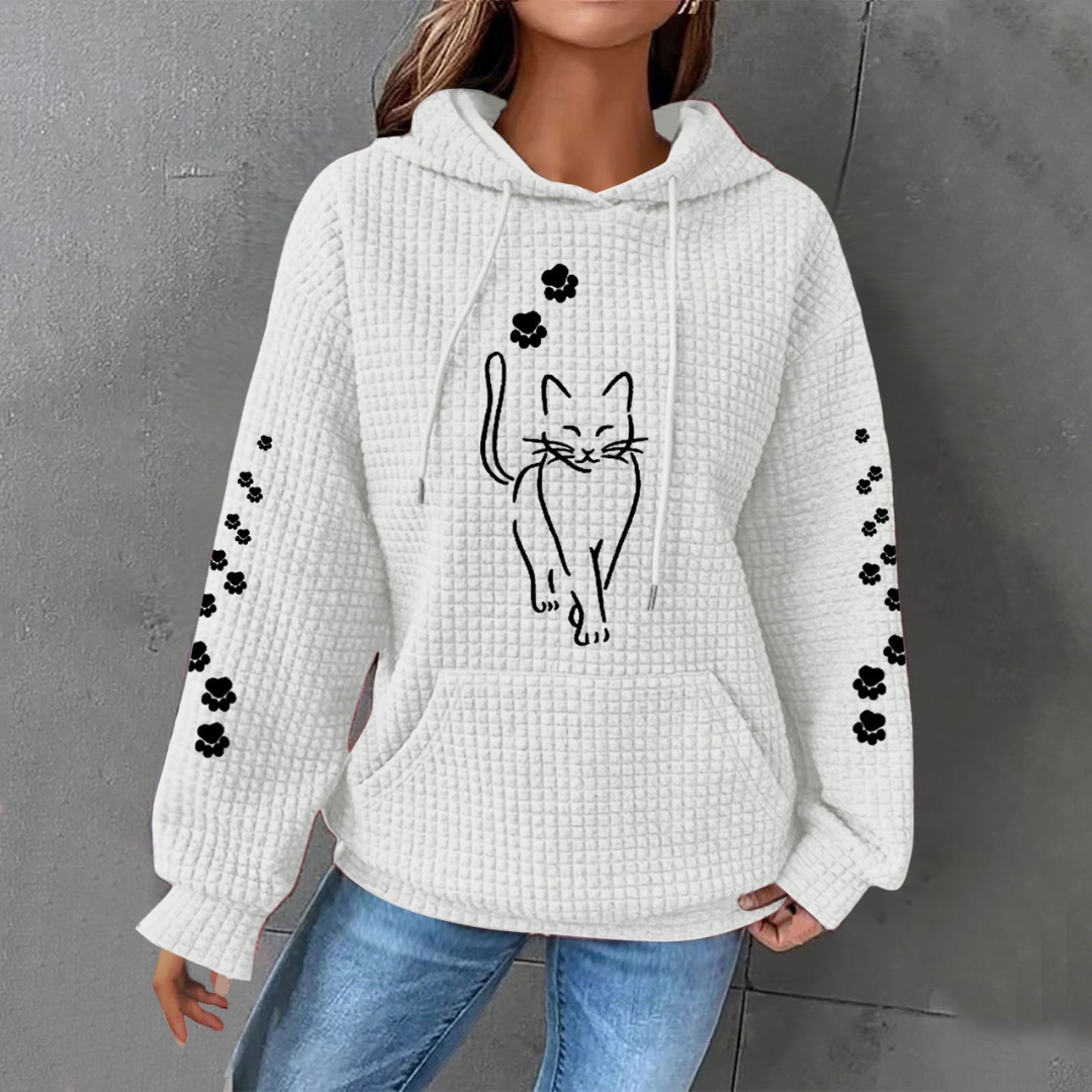 【S-5XL】2025 Autumn/Winter New Simple Cartoon Cat Hooded Sweatshirt