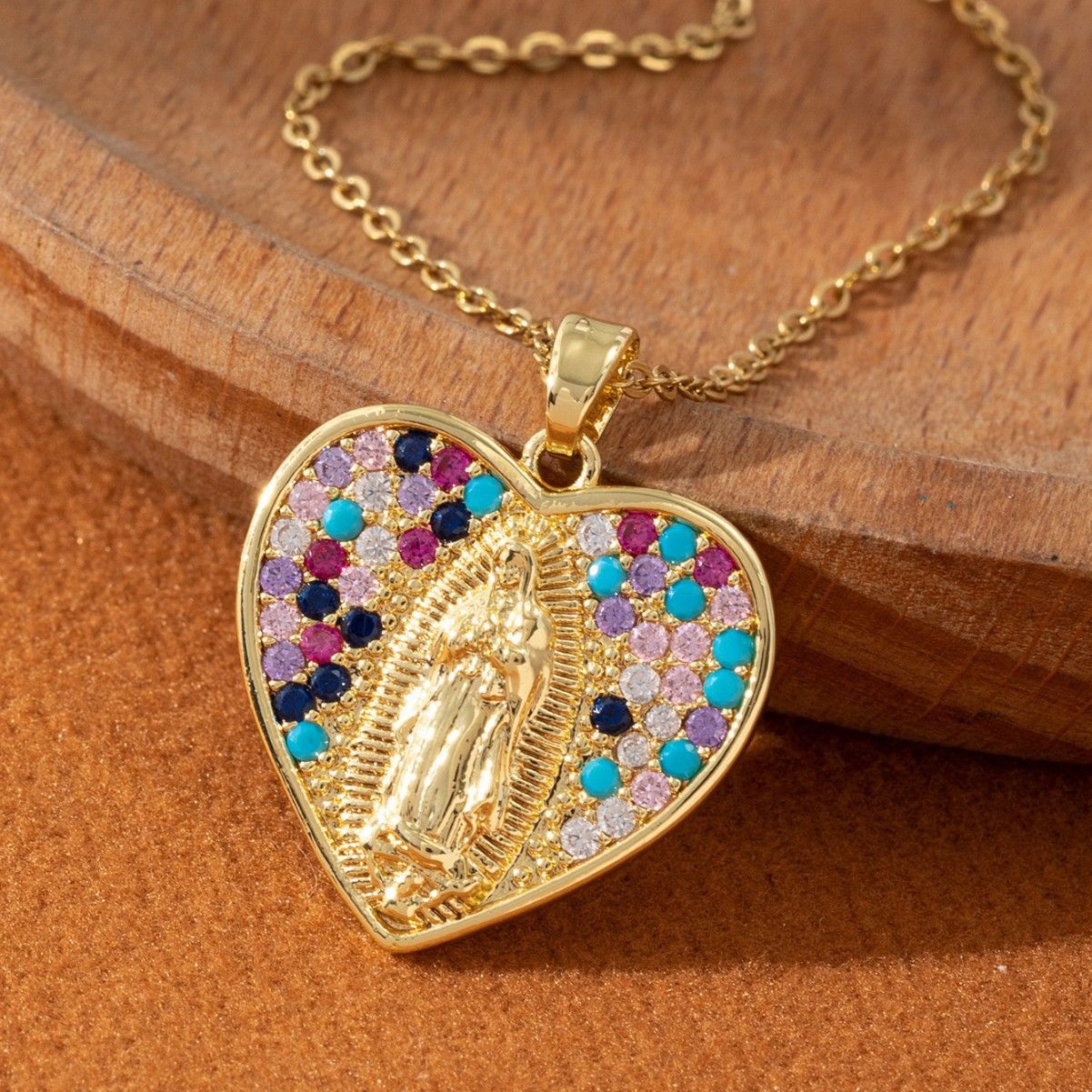 Artistic and retro Virgin Mary necklace