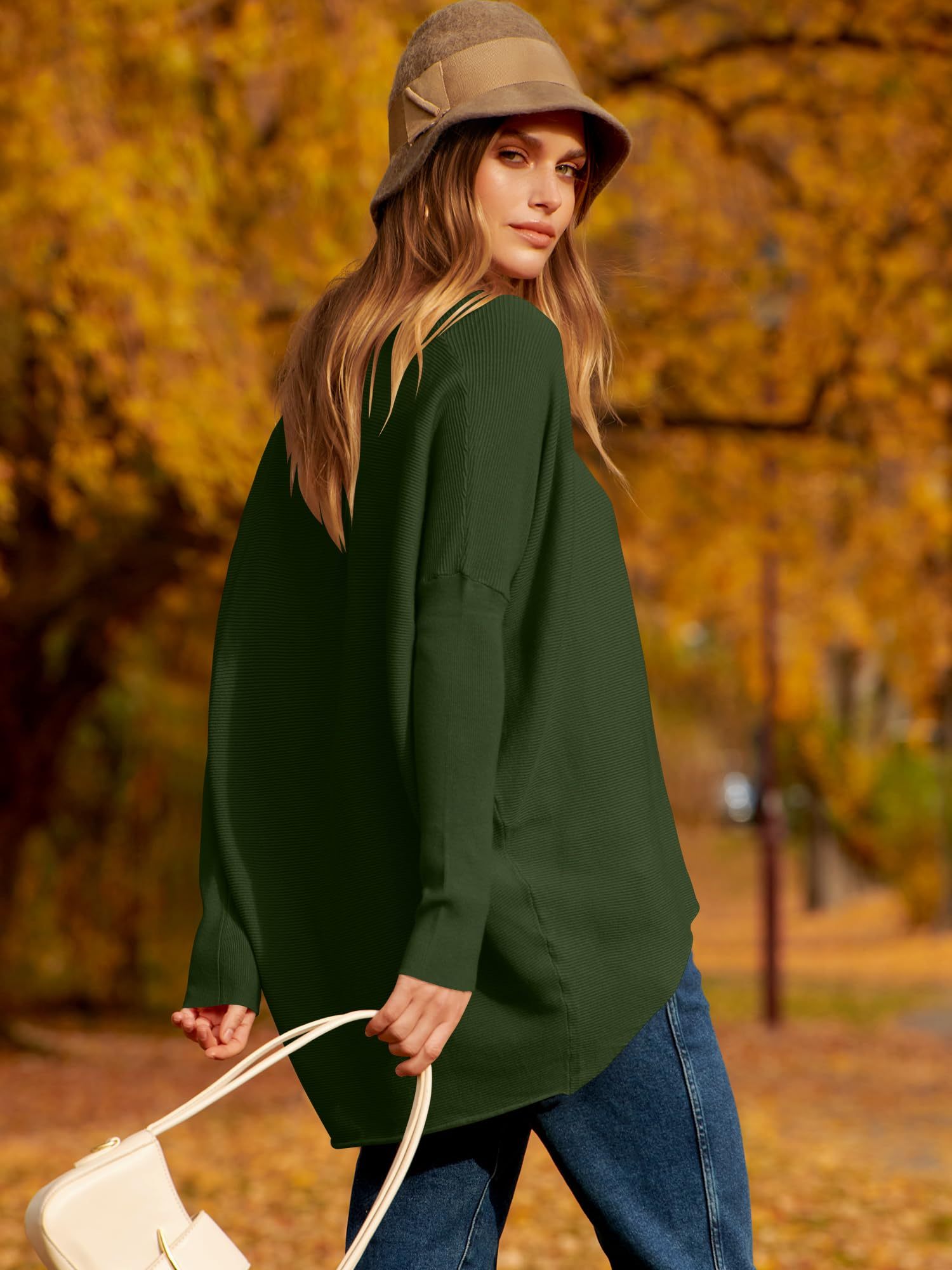 women's Irregular Oversized Dolman Sleeve Knitted Pullover