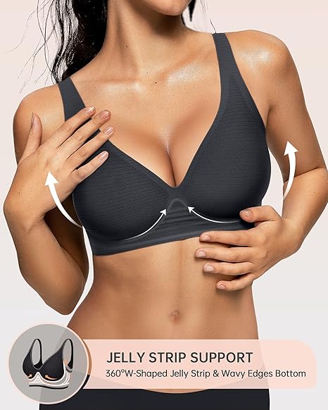 🎁 🔥Womens Comfortable Wireless Bras Push Up Bralettes Seamless Tshirts Bras Deep V Everyday Bras