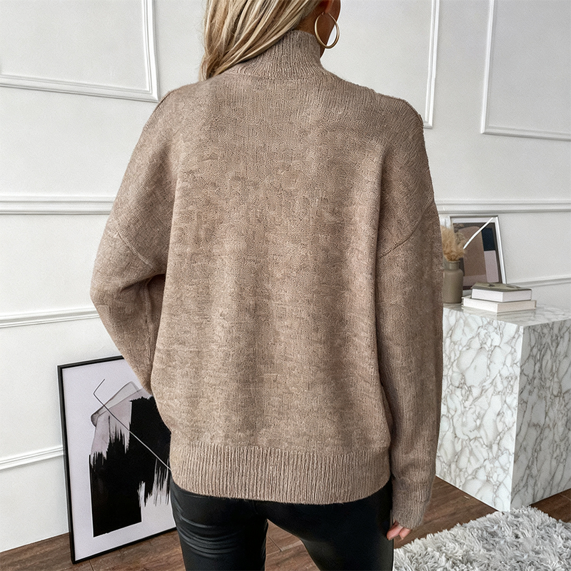 [S-XL] Fashionable women's high-neck off-the-shoulder cardigan