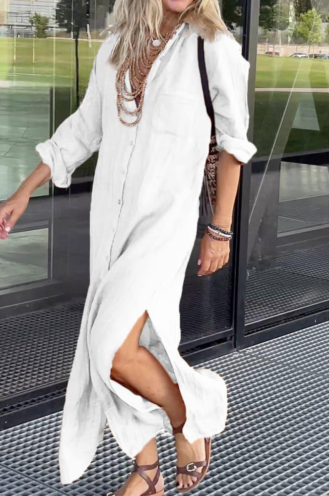 [S-3XL]2025 European and American new solid color V-neck half-sleeve dress