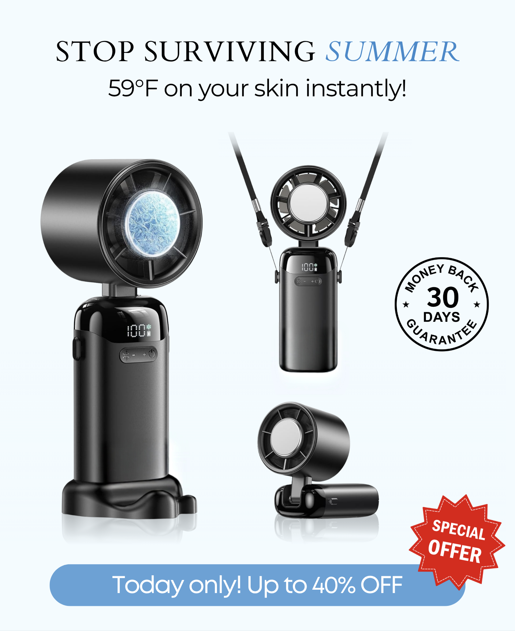Alpa FrostFace™ | Instant Skin Cooling Fan | Drop to 59°F in Seconds