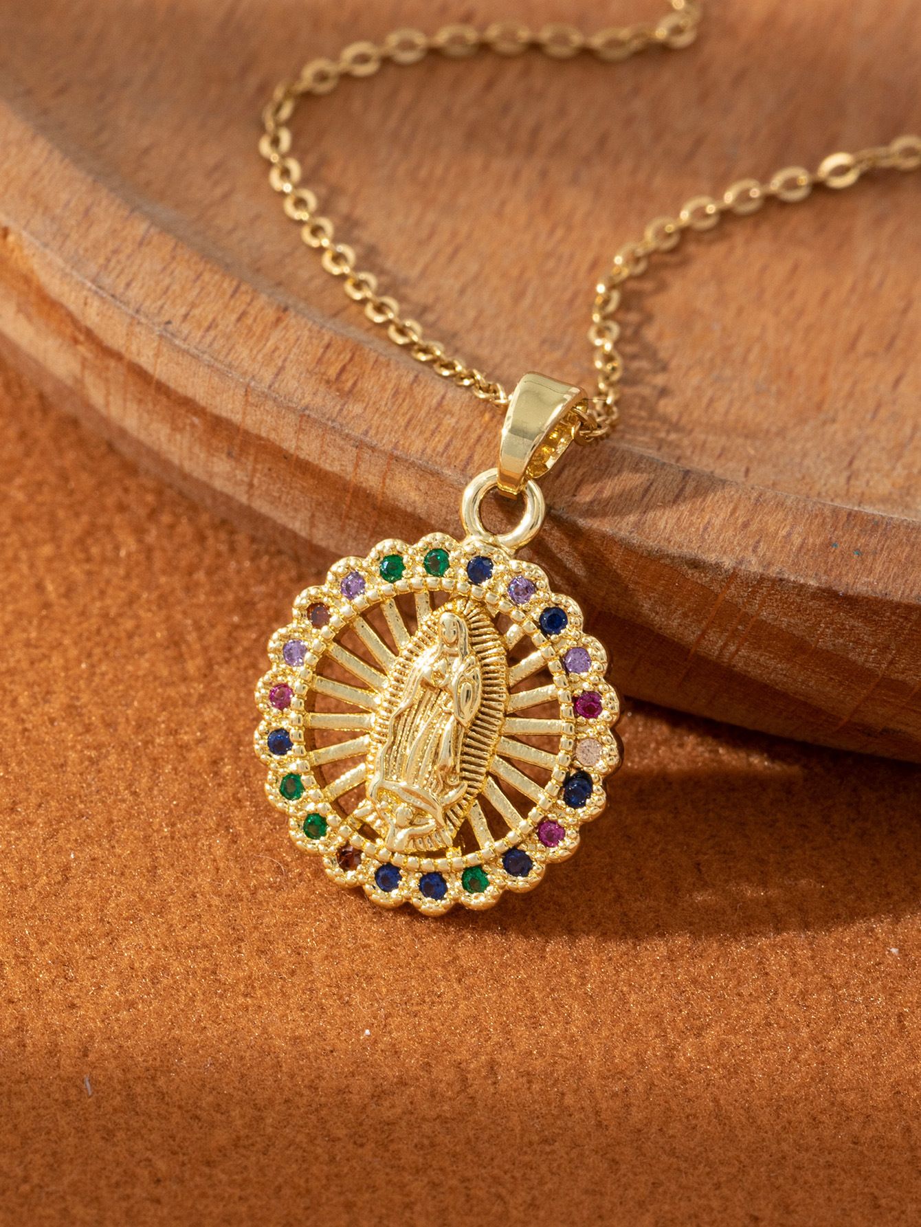 Artistic and retro Virgin Mary necklace