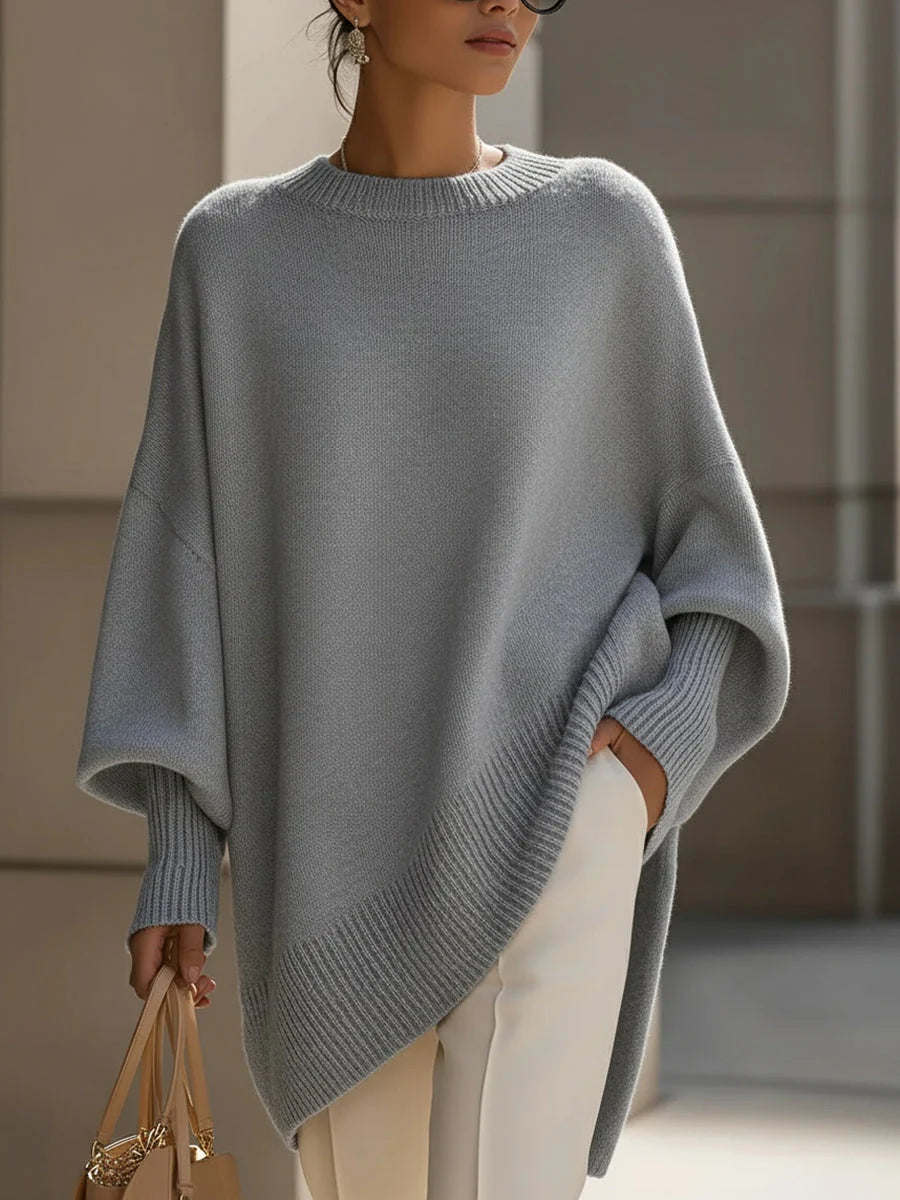 Women’s Oversized Wool Blend Knit Poncho Sweater