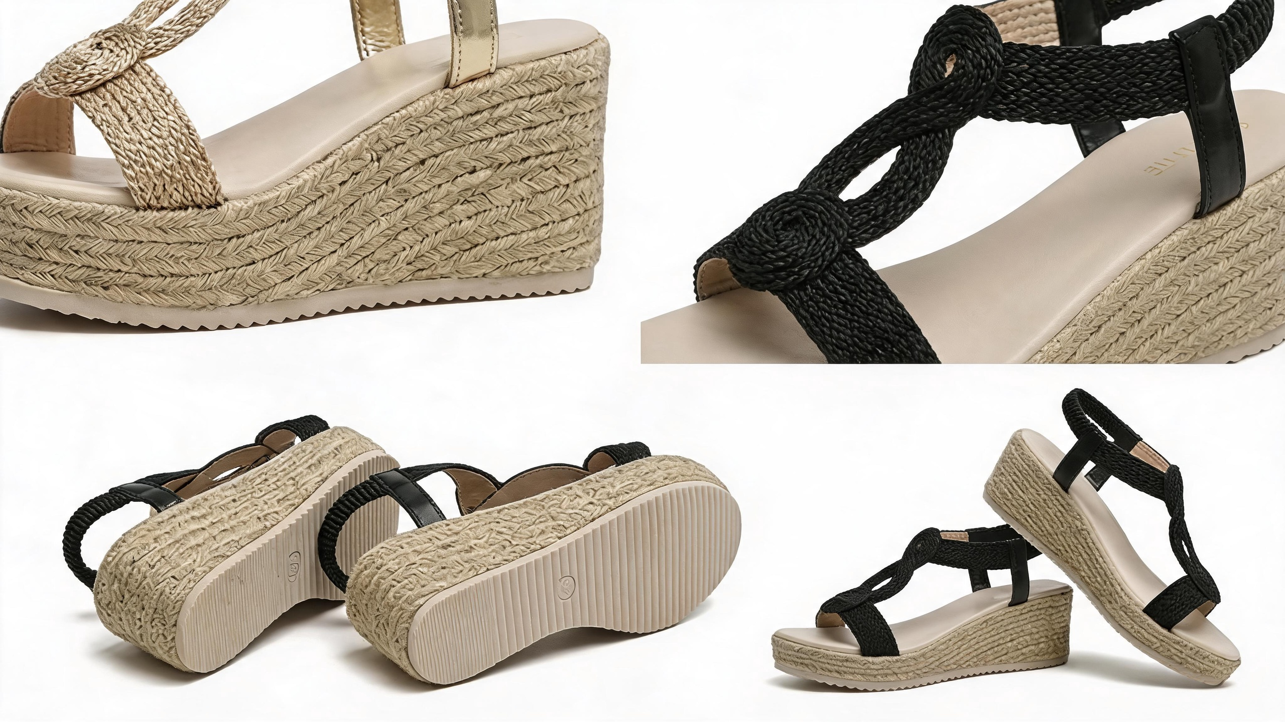 Vacation Essential Knotted Strap Platform Wedges, Lightweight Espadrille Sandals