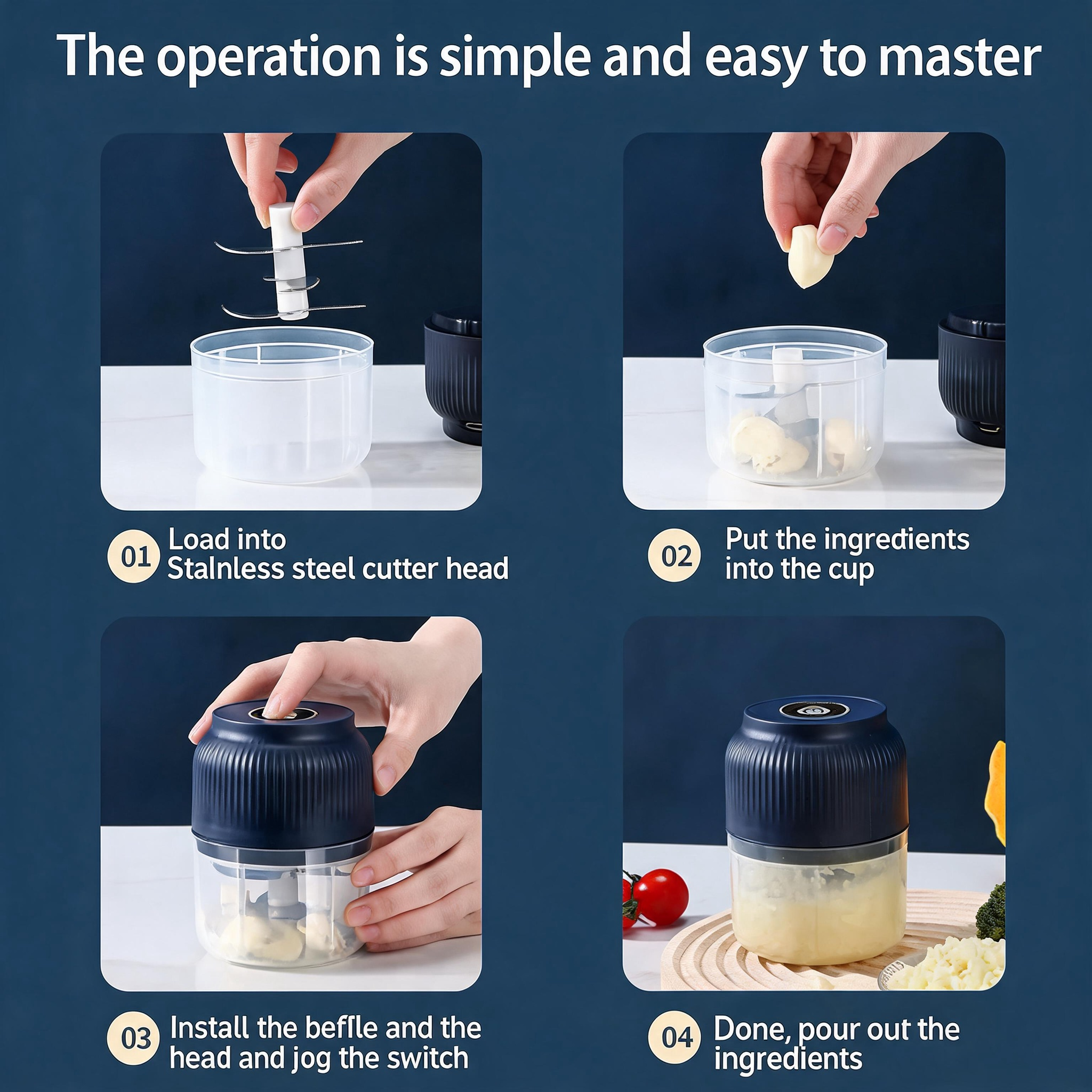 🔥Ends Today 50% OFF🧴 Electric Garlic Chopper, Mini Portable Veggie Cutter