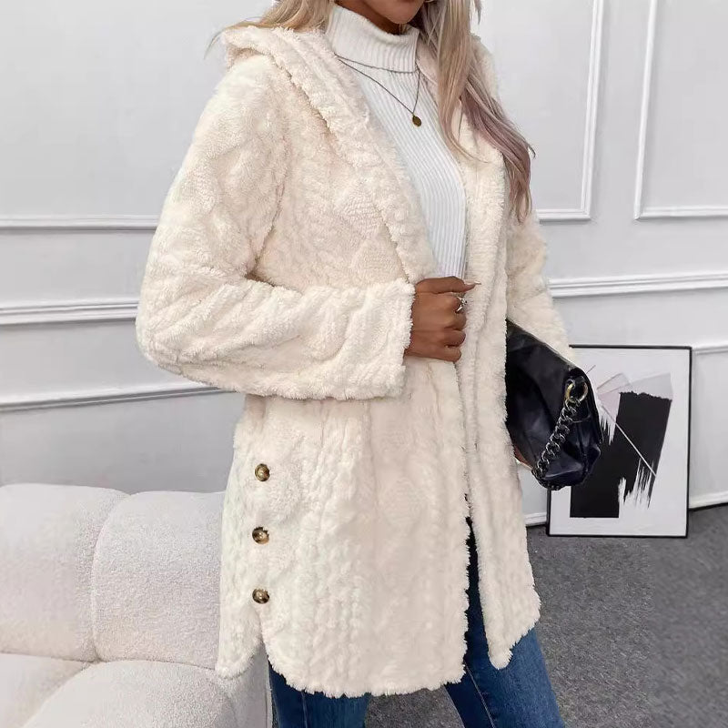 🧥Warm women's jacket with a hood in a diamond pattern