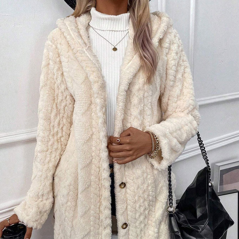 🧥Warm women's jacket with a hood in a diamond pattern
