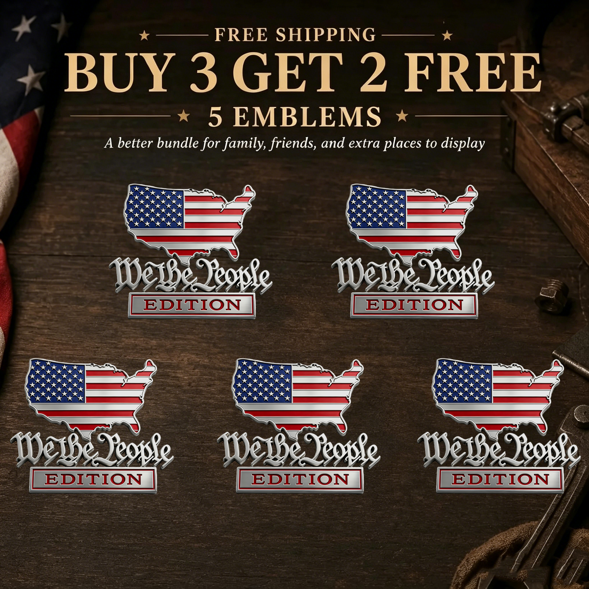 250th Anniversary 50% OFF - ★USA Faith, Family & Freedom★ Metal Emblem